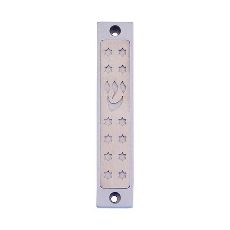 Agayof Mezuzah Case Twelve Stars of David in Li... | Aluminium Mezuzah