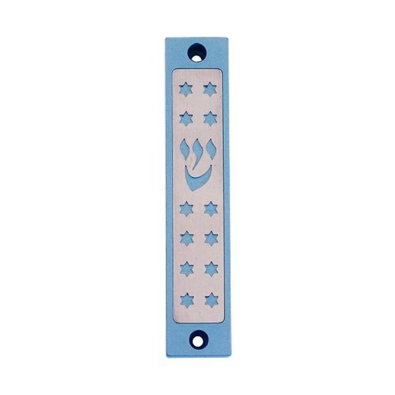 Agayof Mezuzah Case Twelve Stars of David in Li... | Aluminium Mezuzah