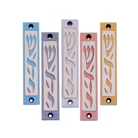 Agayof Mezuzah Case with Letters of Divine Name... | Aluminium Mezuzah