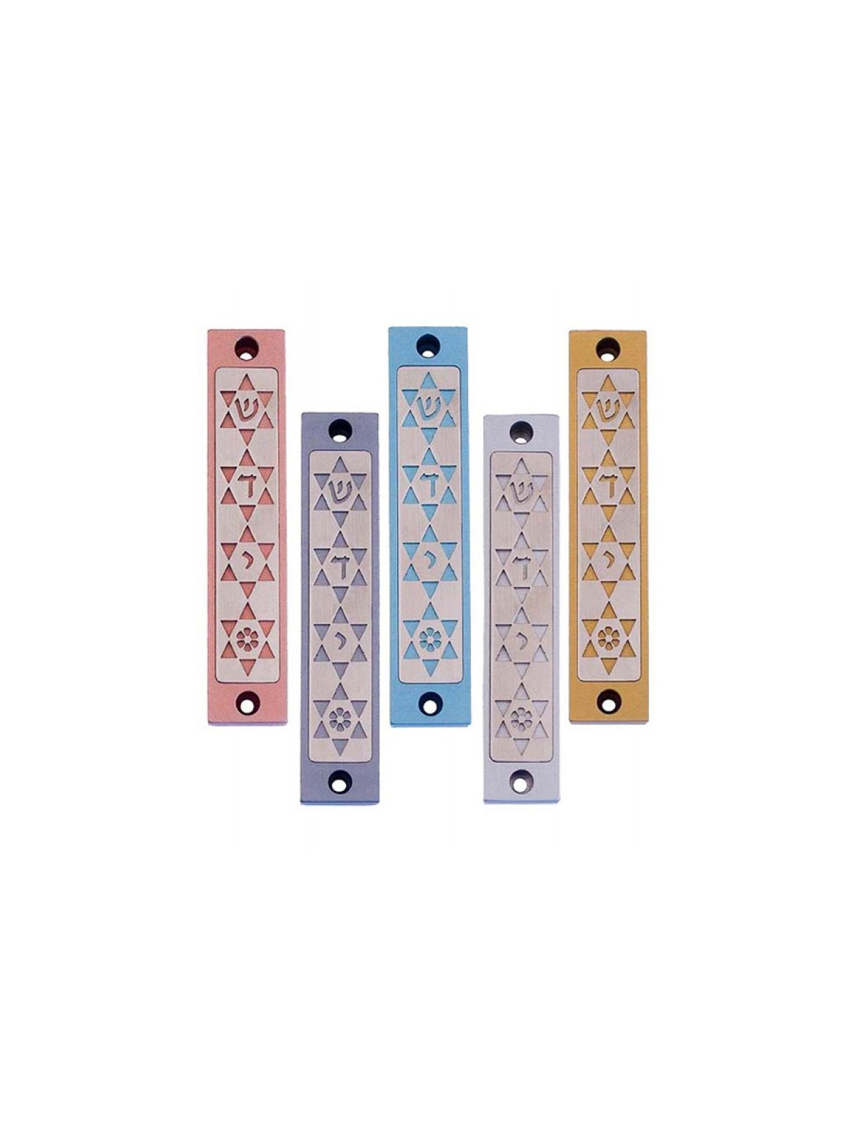 Agayof Mezuzah Case Four Stars of David in Ligh... | Aluminium Mezuzah