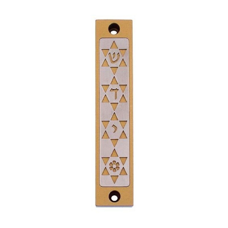Agayof Mezuzah Case Four Stars of David in Ligh... | Aluminium Mezuzah
