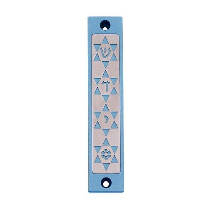 Agayof Mezuzah Case Four Stars of David in Ligh... | Aluminium Mezuzah