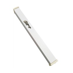 Classic White Aluminum Mezuzah Shin Daled Yud L... | Aluminium Mezuzah