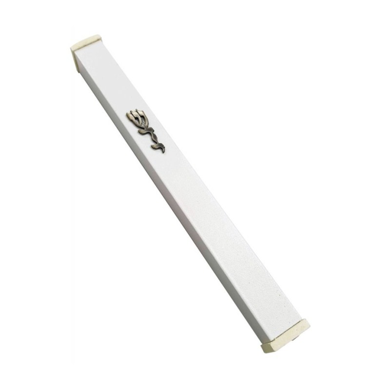 Classic White Aluminum Mezuzah Shin Daled Yud L... | Aluminium Mezuzah
