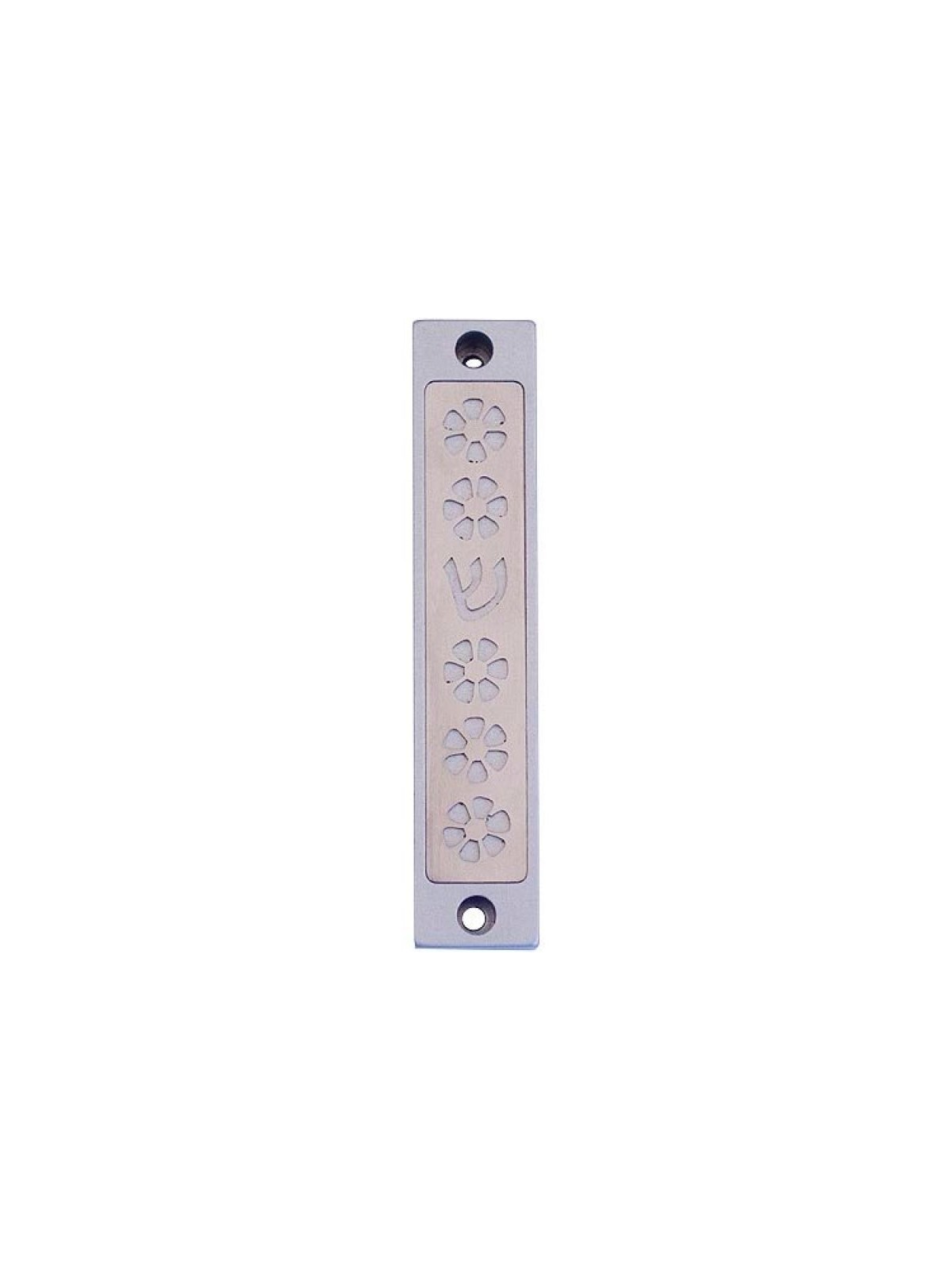 Agayof Mezuzah Case Five Flowers and Shin in Li... | Aluminium Mezuzah