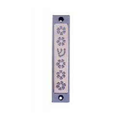 Agayof Mezuzah Case Five Flowers and Shin in Li... | Aluminium Mezuzah