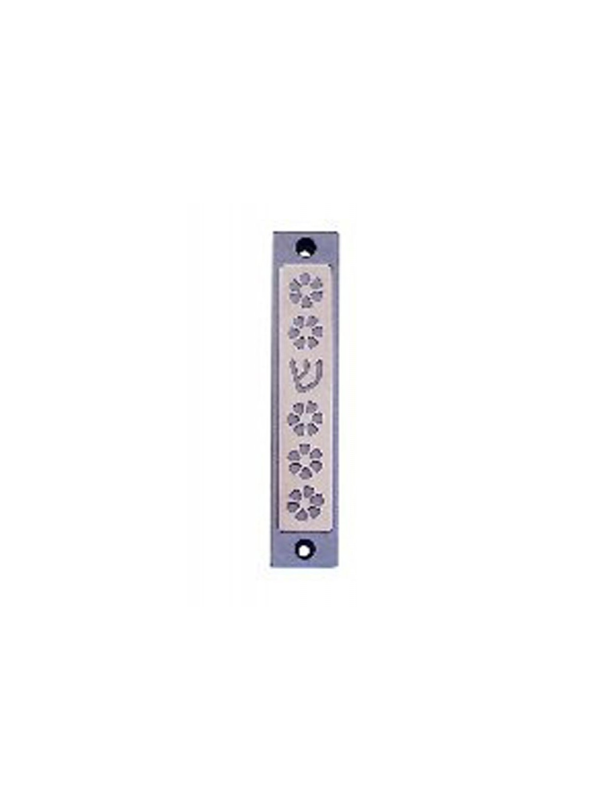 Agayof Mezuzah Case Five Flowers and Shin in Li... | Aluminium Mezuzah