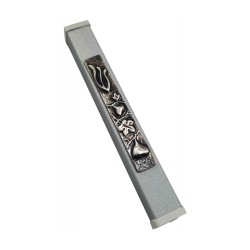 Gray Aluminum Mezuzah Case Metal Shin Fig Design | Aluminium Mezuzah