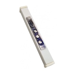 Off White Aluminum Mezuzah Case Elongated Shin ... | Aluminium Mezuzah