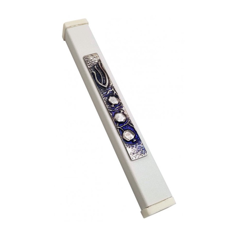 Off White Aluminum Mezuzah Case Elongated Shin ... | Aluminium Mezuzah