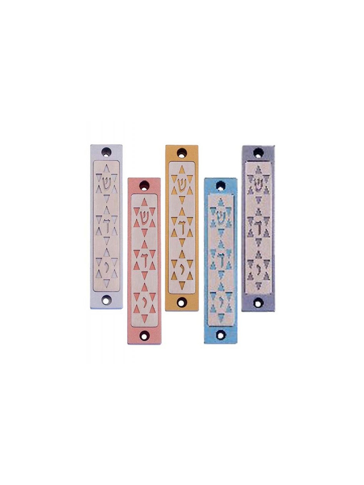 Agayof Mezuzah Case with Three Stars of David i... | Aluminium Mezuzah