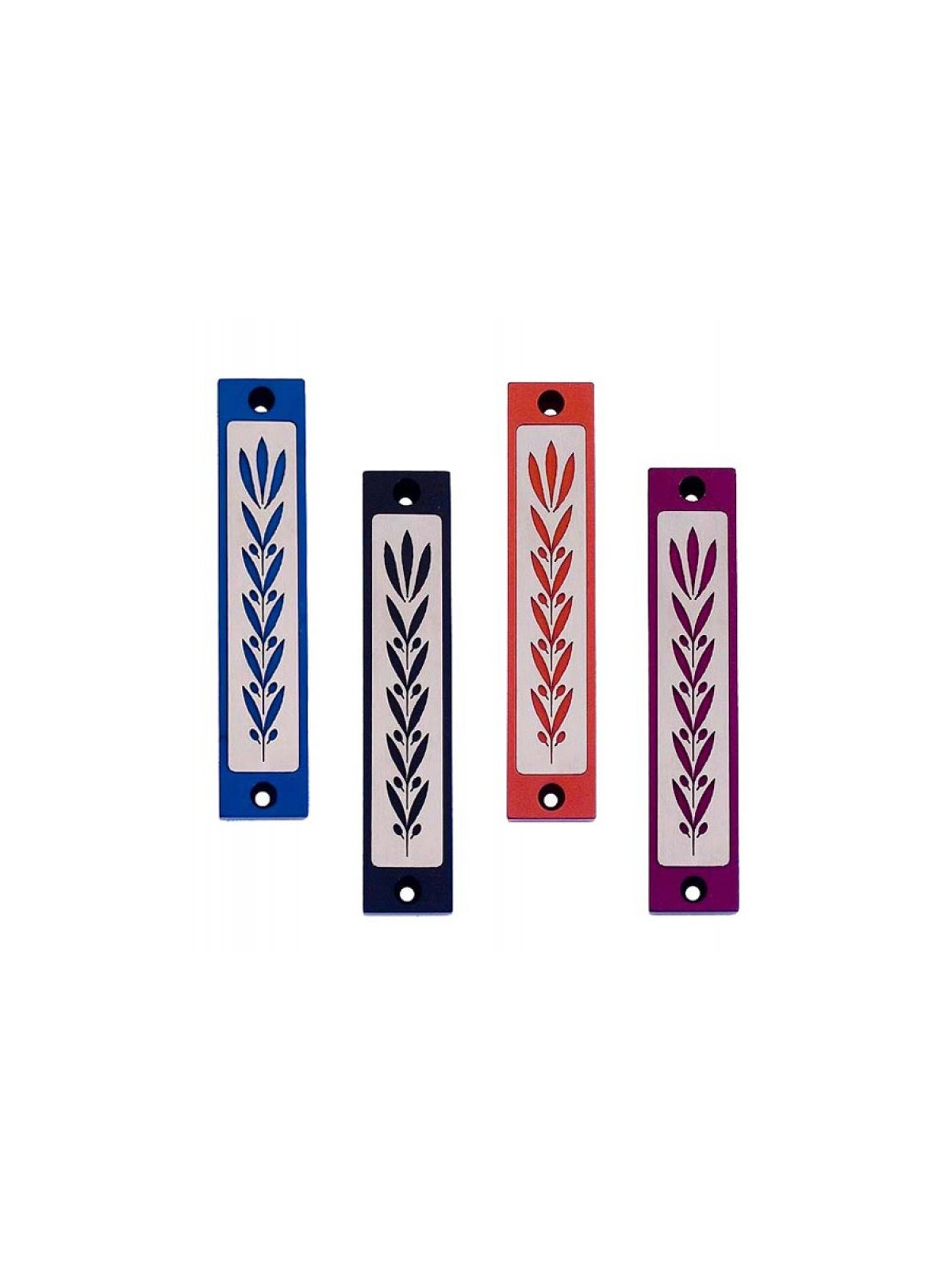 Agayof Mezuzah Case with Wheat Image in Dark Co... | Aluminium Mezuzah