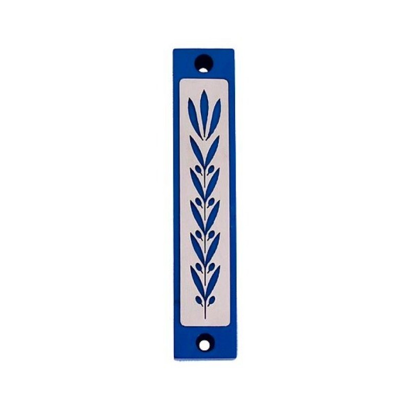 Agayof Mezuzah Case with Wheat Image in Dark Co... | Aluminium Mezuzah