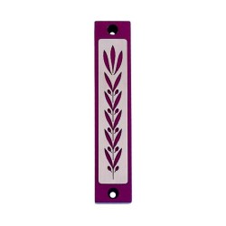 Agayof Mezuzah Case with Wheat Image in Dark Co... | Aluminium Mezuzah