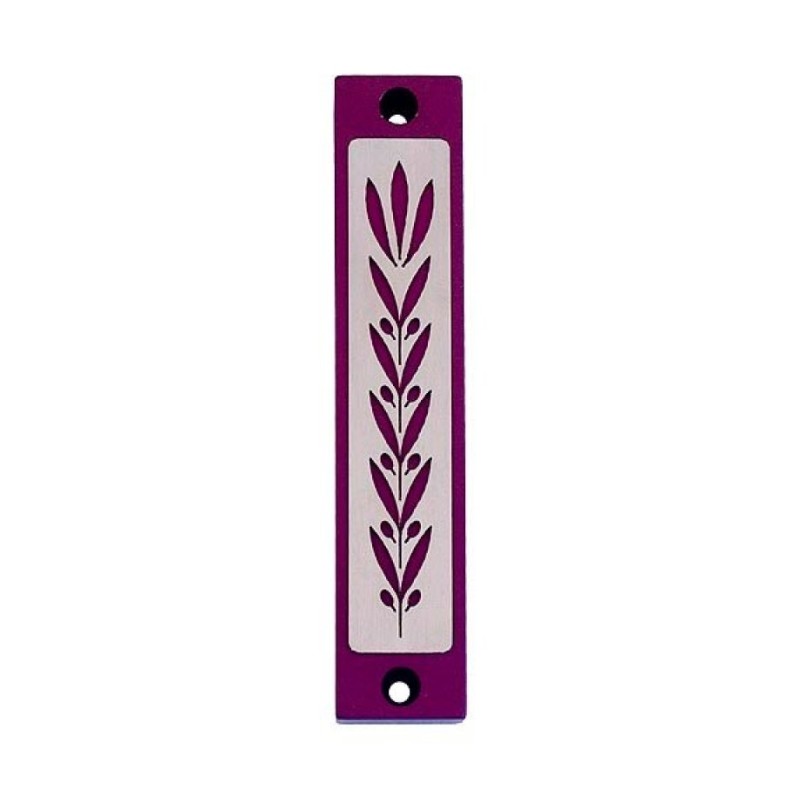 Agayof Mezuzah Case with Wheat Image in Dark Co... | Aluminium Mezuzah