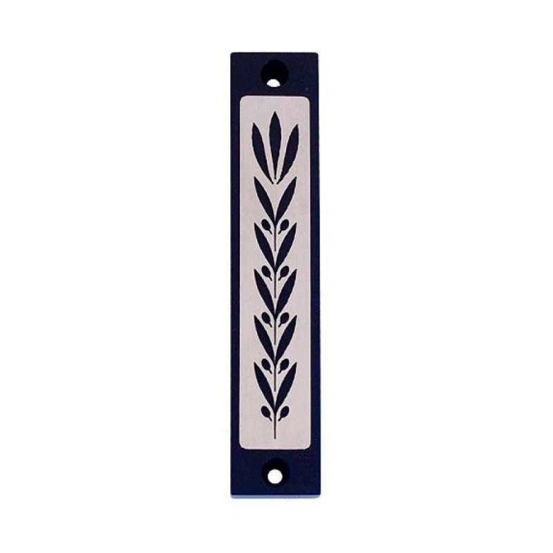 Agayof Mezuzah Case with Wheat Image in Dark Co... | Aluminium Mezuzah