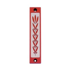 Agayof Mezuzah Case with Wheat Image in Dark Co... | Aluminium Mezuzah