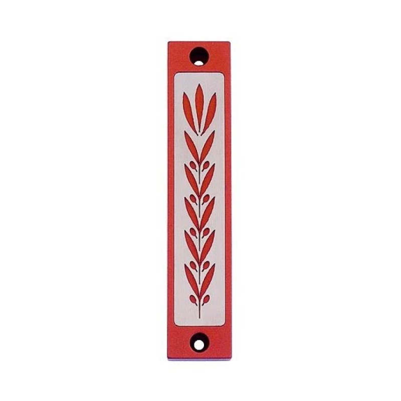 Agayof Mezuzah Case with Wheat Image in Dark Co... | Aluminium Mezuzah