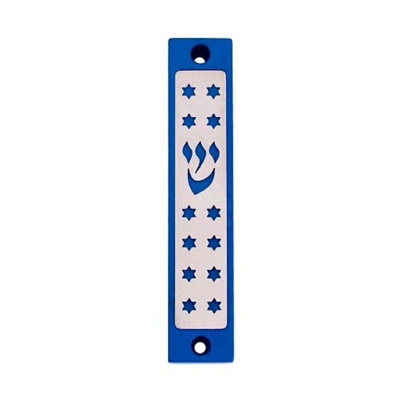 Agayof Mezuzah case Twelve Stars of David in Da... | Aluminium Mezuzah