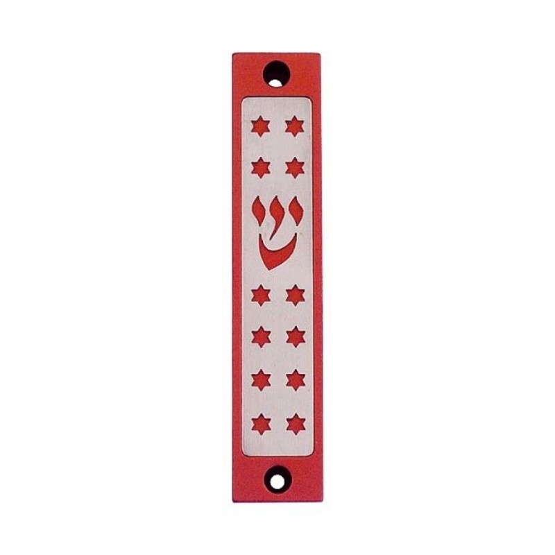 Agayof Mezuzah case Twelve Stars of David in Da... | Aluminium Mezuzah