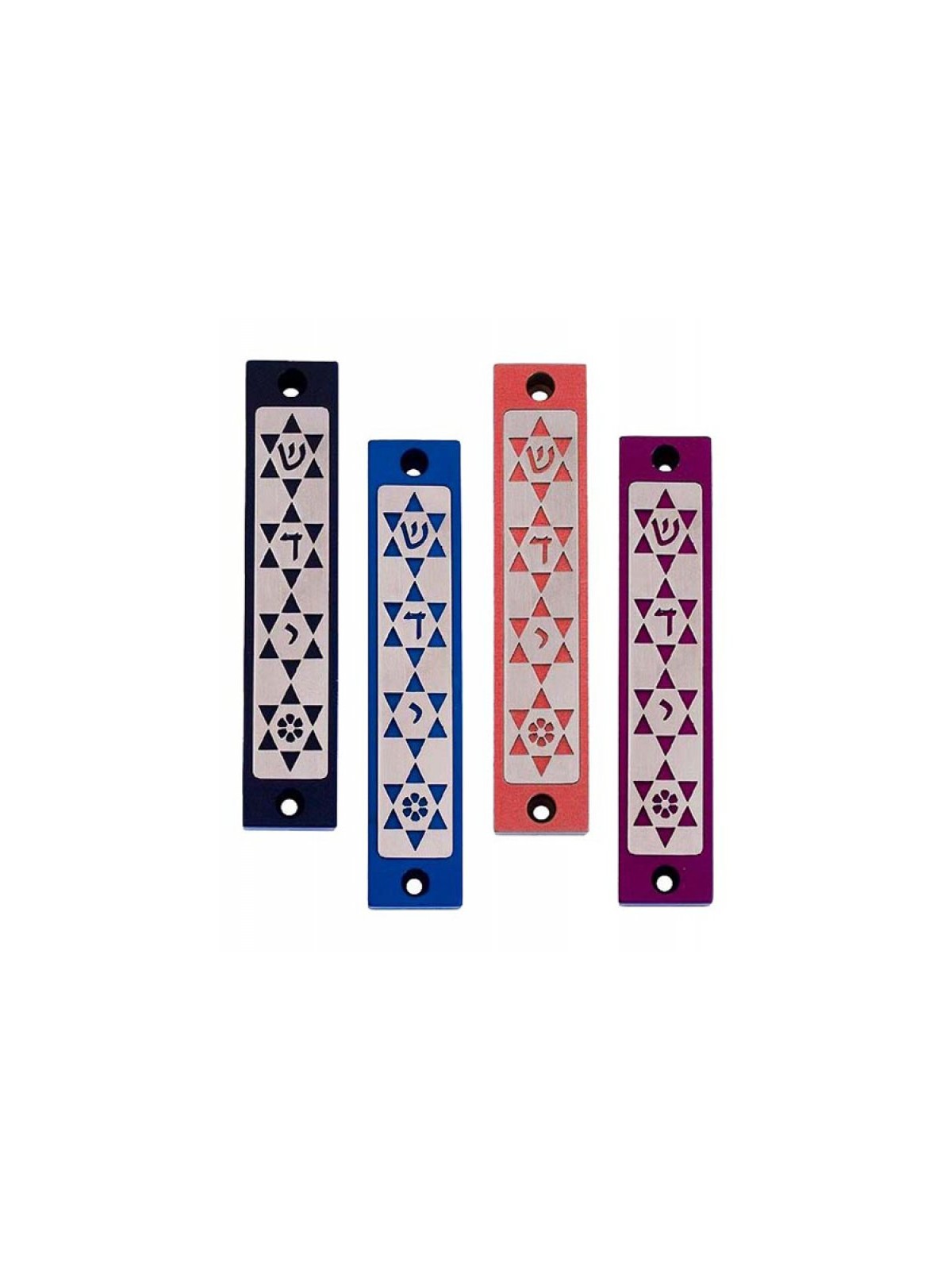 Agayof Mezuzah Case with Four Stars of David in... | Aluminium Mezuzah