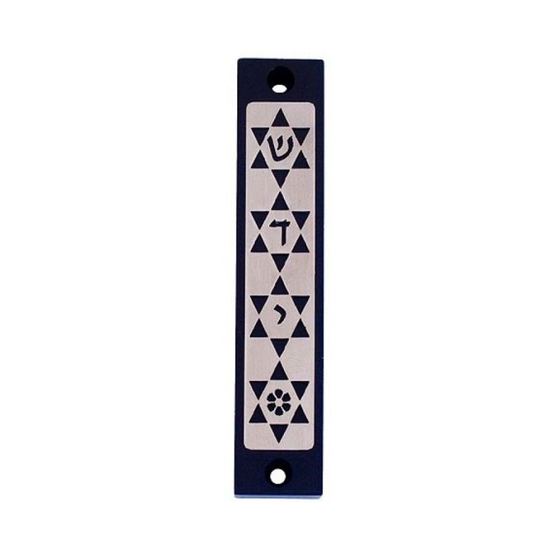 Agayof Mezuzah Case with Four Stars of David in... | Aluminium Mezuzah