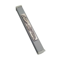 Gray Aluminum Mezuzah Case Elongated Shin Grape... | Aluminium Mezuzah