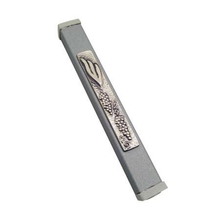 Gray Aluminum Mezuzah Case Elongated Shin Grape... | Aluminium Mezuzah