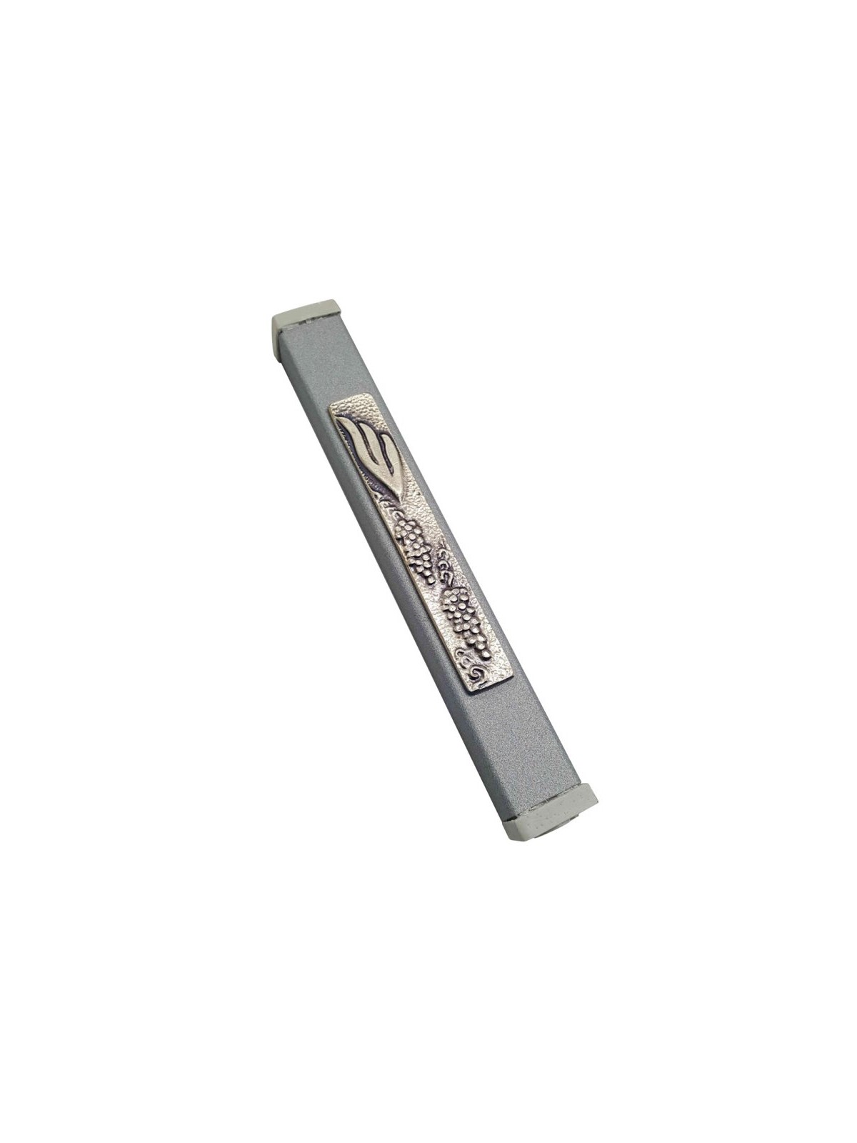 Gray Aluminum Mezuzah Case Elongated Shin Grape... | Aluminium Mezuzah