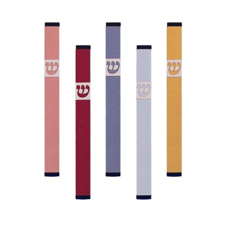 Agayof Pillar Mezuzah Case with Curving Shin Li... | Aluminium Mezuzah