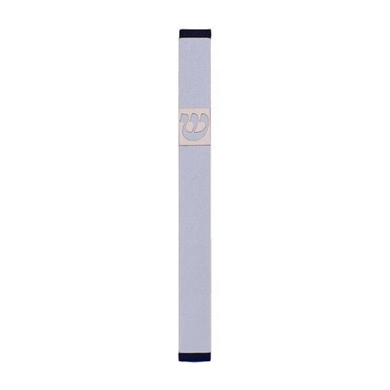 Agayof Pillar Mezuzah Case with Curving Shin Li... | Aluminium Mezuzah