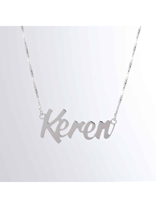 Cursive Stylish English Name Silver Necklace , Sterling Silver Name Ne