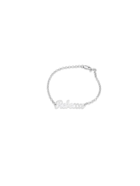 Cursive Shiny English Name Sterling Silver Bracele , Tu B'Av Gifts , I