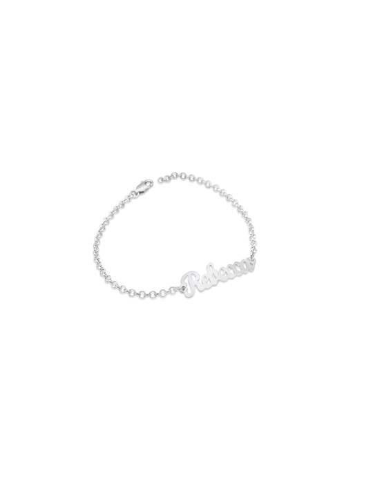 Cursive Shiny English Name Sterling Silver Bracele , Tu B'Av Gifts , I