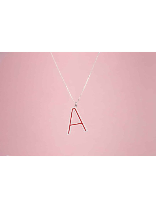 Fun and Stylish English Initial Necklace , Sterling Silver Family Neck