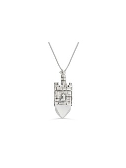 925 Sterling Silver Big Silver Dreidel Necklace , Jerusalem Jewelry ,