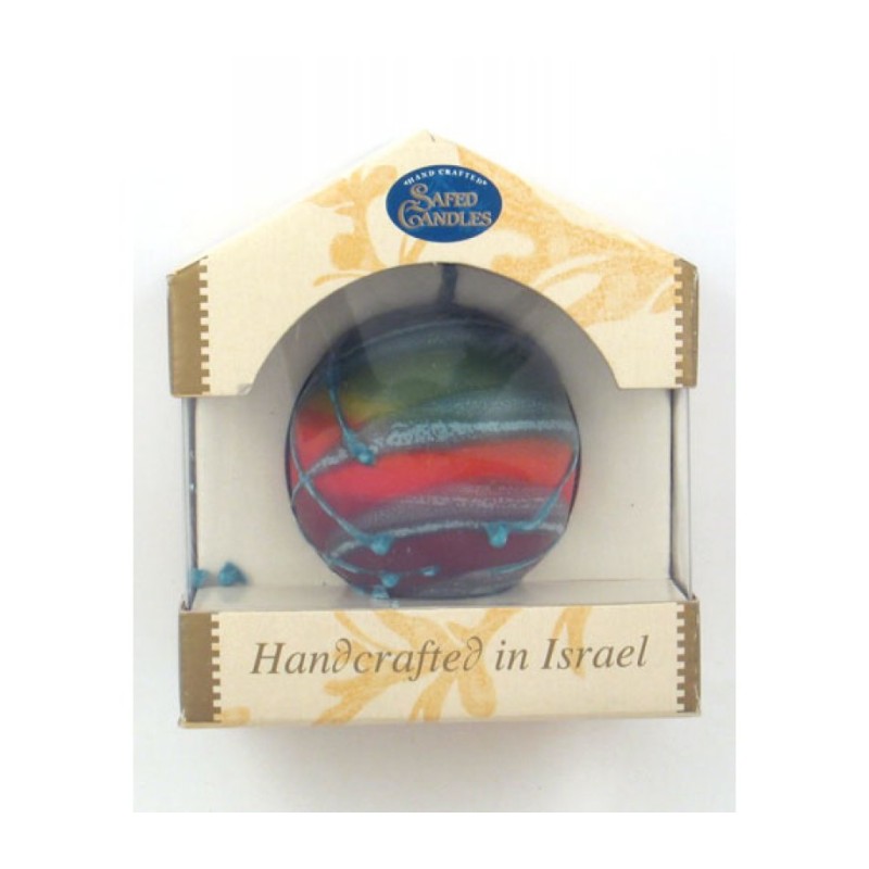Small Handmade Globe Havdalah Candle Red and Blu... | Havdalah Candles