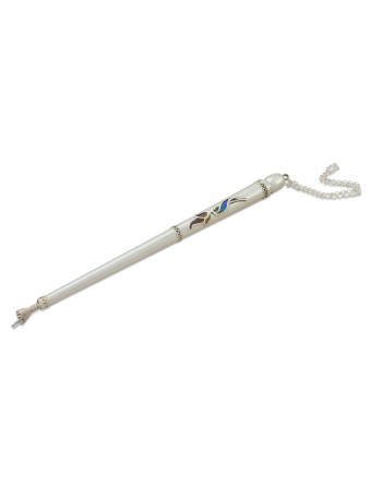 Silver Torah Pointer with Floral Cold Enamel , Shabbat Gifts , Israeli
