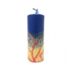 Handmade Pillar Havdalah Candle Blue Yellow Gree... | Havdalah Candles