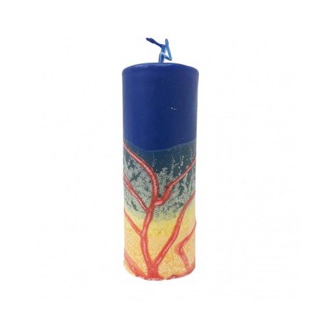Handmade Pillar Havdalah Candle Blue Yellow Gree... | Havdalah Candles