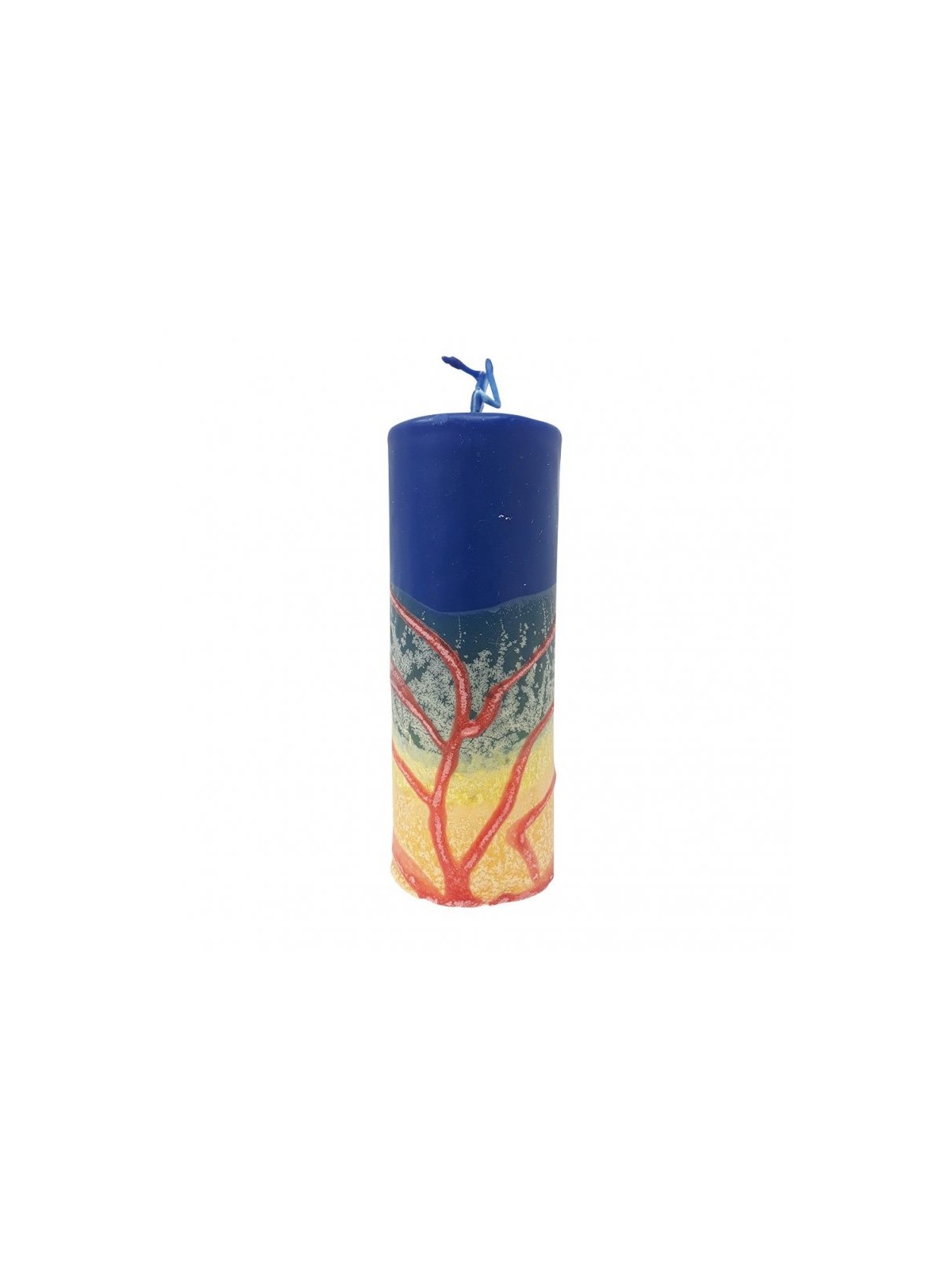 Handmade Pillar Havdalah Candle Blue Yellow Gree... | Havdalah Candles