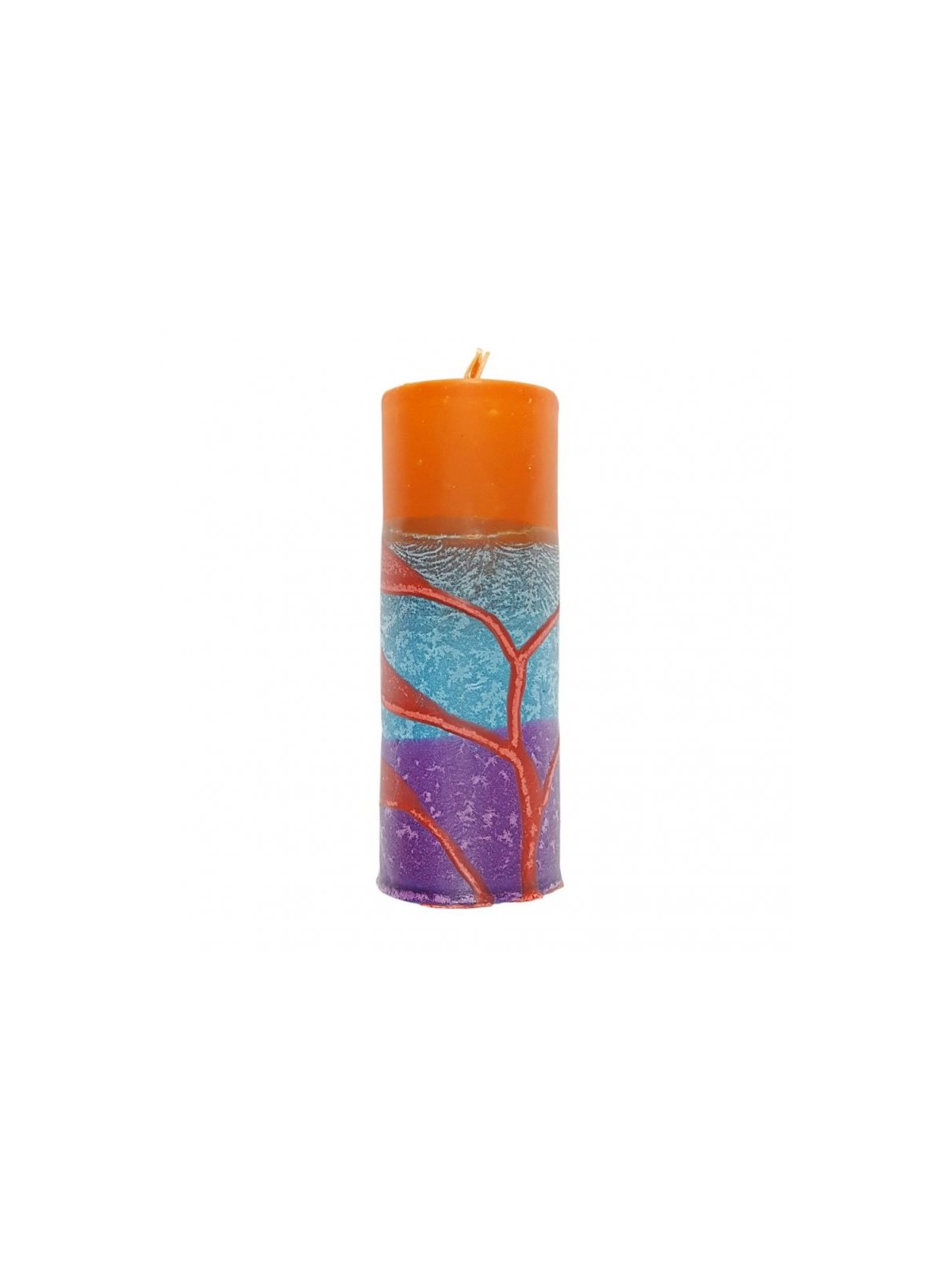 Handmade Pillar Havdalah Candle Orange Blue and ... | Havdalah Candles