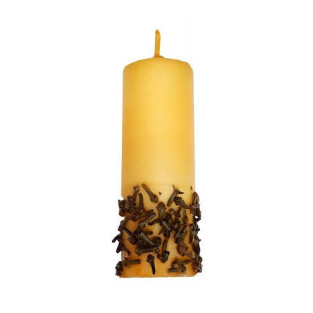 Bougie de Havdalah pilier rond doré avec Besamim... | Bougies de la Havdala