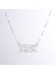 Cut-Out Hebrew Mother Silver Necklace , Sterling Silver Family Necklac