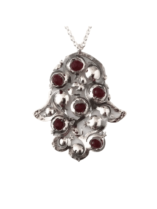BIg Size Hamsa Embellished Sterling Silver Pendant , Tu B'Av Gifts , I