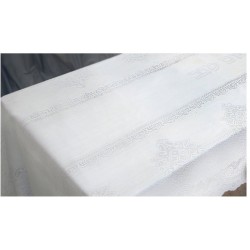 White Polyester Shabbat and Yom Tov Classic Tablecloth | Tablecloths