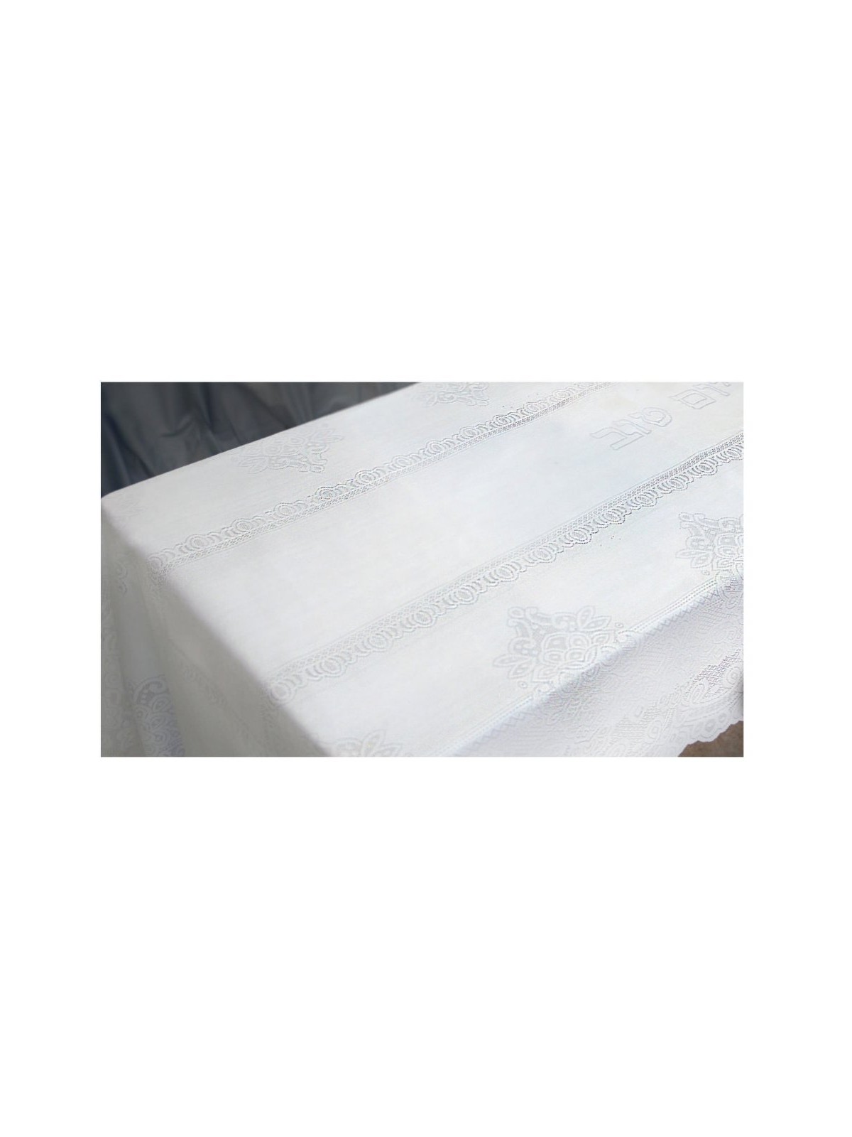 White Polyester Shabbat and Yom Tov Classic Tablecloth | Tablecloths