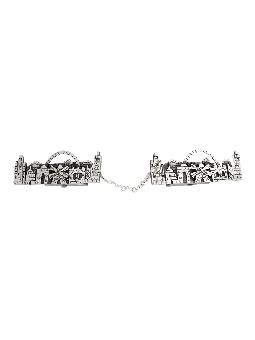 Silver Holy City of Jerusalem Tallit Clips , Tallit Clips , Israeli Ju