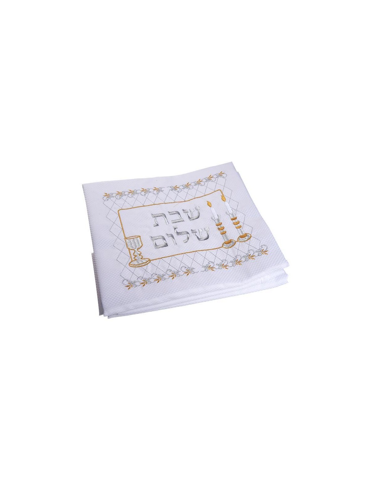 Embroidered Festive White Shabbat Tablecloth Gold and... | Tablecloths