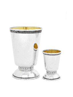 925 Sterling Silver Wine Set with Filigree Rim , Passover Gifts , Isra
